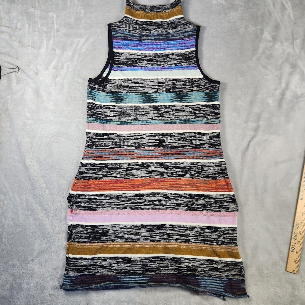 by Anthropologie Multi Color Striped Sleeveless Mock Neck Sweater Dress S Y2K